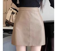 Weiblicher Faltenrock Mit Innenhose Anti-Einblick | Hohe Taille, A-Linie Schnitt, kurze Länge, moderner Look, für jede Figur(Khaki XXL)
