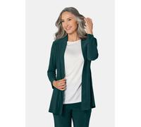 Sweatjacke GOLDNER "Leichte Shirtjacke lila mit Stretch", Damen, Gr. 42, grün (smaragd), Obermaterial: 95% Polyester PES. 5% Elasthan EL., festlich, normal, Tubular, Sweatjacken Sweatjacke, Mit Teilun