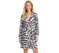 weich fließendes Damen Mini-Kleid Wickel-Kleid mit Zebra-Muster Langarm 909393 Schwarz/Weiß 46