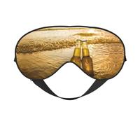 Weiche Augenmaske für Flaschen, Bier, Strand, Sonnenuntergang, Zeitdruck, doppelseitig, weiche Augenabdeckung für Schlaf, Reisen, Yoga, verstellbarer Riemen, blockiert Licht