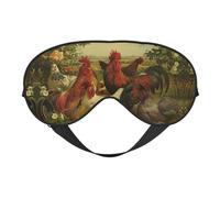 Weiche Augenmaske mit Hühner- und Bauernhof-Druck, doppelseitig, weiche Augenabdeckung für Schlaf, Reisen, Yoga, verstellbarer Riemen, blockiert Licht
