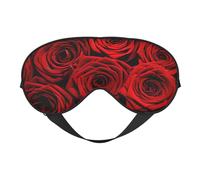 Weiche Augenmaske mit roten Rosen, doppelseitig, weiche Augenabdeckung für Schlaf, Reisen, Yoga, verstellbarer Riemen, blockiert Licht