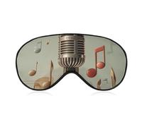 Weiche Augenmaske mit Schlafmaske, Mikrofon mit Musiknote, Reiseaugenabdeckungen, kein Augendruck, super leicht, seidig, weiche Augenbinde mit verstellbarem Riemen, für Damen und Herren