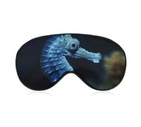 Weiche Augenmaske zum Verdunkeln, blaues Seepferdchen, Reiseaugenabdeckung, kein Augendruck, super leicht, seidig, weiche Augenbinde mit verstellbarem Riemen, für Damen und Herren