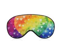 Weiche Augenmaske zum Verdunkeln, bunt, Regenbogenfarben, Herz, Reiseaugenabdeckung, kein Augendruck, super leicht, seidig, weiche Augenbinde mit verstellbarem Riemen, für Damen und Herren