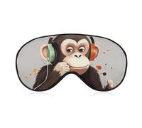 Weiche Augenmaske zum Verdunkeln, Musik, Affe, Reise, Augenschutz, kein Augendruck, superleicht, seidig, weiche Augenbinde mit verstellbarem Riemen, für Damen und Herren