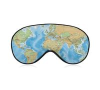 Weiche Augenmaske zum Verdunkeln, Weltkarte, Reiseaugenabdeckung, kein Augendruck, superleicht, seidig, weiche Augenbinde mit verstellbarem Riemen, für Damen und Herren