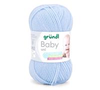 Weiche Babywolle pastell blau, Gründl Wolle Baby uni, OEKO-TEX, 50g