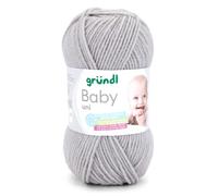 Weiche Babywolle pastell grau, Gründl Wolle Baby uni, OEKO-TEX, 50g