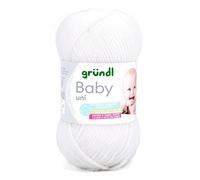 Weiche Babywolle weiß, Gründl Wolle Baby uni, OEKO-TEX zertifiziert, 50 g