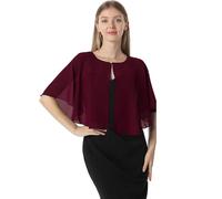 Weiche Capelets Umhänge Schals und Wickeltücher für Kleider, Chiffon, Shrug, Hochzeitsumhang, Burgunder, Einheitsgröße