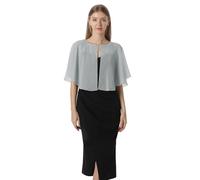 Weiche Capelets Umhänge Schals und Wickeltücher für Kleider, Chiffon, Shrug, Hochzeitsumhang, Silbergrau, Einheitsgröße