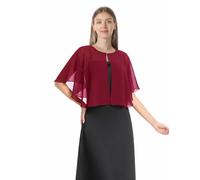 Weiche Capelets Umhang Schals und Wraps für Kleider, Chiffon, Sträucher, Hochzeit, Umhang - Rot - Einheitsgröße