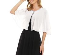 Weiche Chiffon-Pailletten, Schals und Wraps/Umhang für Abendkleid, Hochzeit, formelle Anlässe, Weiß, Einheitsgröße