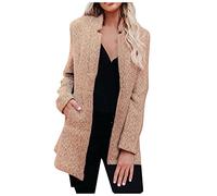 Weiche Damenjacken, modische Mäntel, Damenmode, langärmelig, Farbe, Pendler, Tasche, lässig, Outwear, Anzug, khaki, M