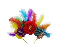 Weiche gefiederte Blumen Stirnbänder, bequemer, verstellbarer Haarreifen für Musik, Festival, Alltag, Frauen, Fotografie, Kopfbedeckung, buntes Blumen Haarband