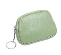 Weiche Geldbörse aus echtem Leder, Mini, kleine Damen-Geldbörse, Reißverschluss, Schlüsselanhänger, Clutch, niedliche Schlüsselhalter, Handtaschen Für Damen(Green)