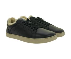 weiche GROUNDIES Barfußschuhe Universe Teddy Damen Low-Top Echtleder Sneaker mit TrueSense Sohle GND-110296-01 Schwarz 41