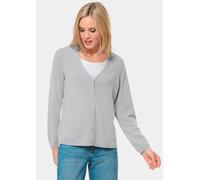 Weiche Kaschmirstrickjacke mit V-Ausschnitt grau 22