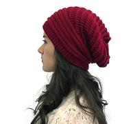 Weiche Mütze für Damen und Herren, klassische Mütze, Typ Beanie, leicht und weich, Uni-Mütze, Hip-Hop-Stil, für Winter und Sommer, rot, One size
