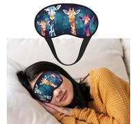 Weiche Schlafmaske, bequem, verdunkelnd, Augenmaske mit verstellbarem Riemen, bunte Giraffen-Fächer, Augenschattenabdeckung für Damen und Herren, tiefe Erholung, Reisen, Arbeit, Zuhause