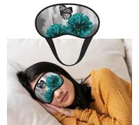 Weiche Schlafmaske, bequem, verdunkelnd, Augenmaske mit verstellbarem Riemen, grau-blaugrün, Blume, Schmetterling, Augenschatten, Abdeckung für Damen und Herren, tiefe Erholung, Reisen, Arbeit,