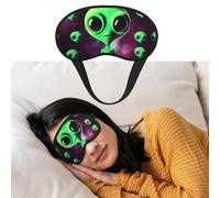 Weiche Schlafmaske, bequem, verdunkelnd, Augenmaske mit verstellbarem Riemen, grün, Alien1, Augenschattenabdeckung für Damen und Herren, tiefe Erholung, Reisen, Arbeit, Zuhause