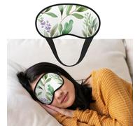 Weiche Schlafmaske, bequem, verdunkelnd, Augenmaske mit verstellbarem Riemen, grüne Blume, Aquarell, Kräuter, Salbei, Blätter und Zweige, Augenschattenabdeckung für Damen und Herren, tiefe Erholung,