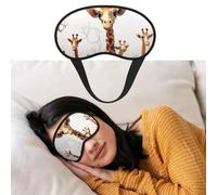 Weiche Schlafmaske, bequem, verdunkelnd, Augenmaske mit verstellbarem Riemen, niedlicher Cartoon, lustige Giraffen, Augenschattenabdeckung für Damen und Herren, tiefe Erholung, Reisen, Arbeit, Zuhause
