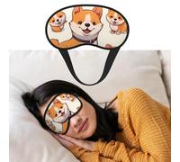Weiche Schlafmaske, bequem, verdunkelnd, Augenmaske mit verstellbarem Riemen, niedlicher Shiba Inu Hunde-Augenschutz für Damen und Herren, tiefe Erholung, Reisen, Arbeit, Zuhause