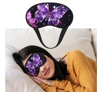 Weiche Schlafmaske, bequem, verdunkelnd, Augenmaske mit verstellbarem Riemen, niedlicher violetter Schmetterlings-Augenschutz, für Damen und Herren, tiefe Erholung, Reisen, Arbeit, Zuhause