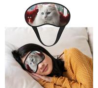 Weiche Schlafmaske, bequem, verdunkelnd, Augenmaske mit verstellbarem Riemen, niedlicher weißer Katzenaugen-Schatten, Abdeckung für Damen und Herren, tiefe Erholung, Reisen, Arbeit, Zuhause