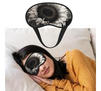Weiche Schlafmaske, bequem, verdunkelnd, Augenmaske mit verstellbarem Riemen, Sonnenblume, Schwarz/Grau, Augenschattenabdeckung für Damen und Herren, tiefe Erholung, Reisen, Arbeit, Zuhause
