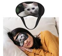 Weiche Schlafmaske, bequem, verdunkelnd, Augenmaske mit verstellbarem Riemen, weiße Katzenaugenabdeckung für Damen und Herren, tiefe Erholung, Reisen, Arbeit, Zuhause