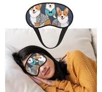 Weiche Schlafmaske, bequem, verdunkelnd, Augenmaske mit verstellbarem Riemen, zum Tragen von Kleidung, Corgi-Hunde-Augenschutz, für Damen und Herren, tiefe Erholung, Reisen, Arbeit, Zuhause
