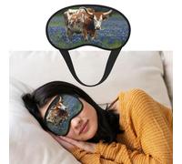 Weiche Schlafmaske, bequeme Verdunkelungs-Augenmaske mit verstellbarem Riemen, Bluebonnet Longhorn-Augenschutz, Abdeckung für Damen und Herren, tiefe Erholung, Reisen, Arbeit, Zuhause