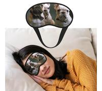Weiche Schlafmaske, bequeme Verdunkelungs-Augenmaske mit verstellbarem Riemen, französische Bulldogge, Welpen, Augenschattenabdeckung für Damen und Herren, tiefe Erholung, Reisen, Arbeit, Zuhause