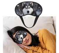 Weiche Schlafmaske, bequeme Verdunkelungs-Augenmaske mit verstellbarem Riemen, Husky im Schnee, Hunde-Augenschattenabdeckung für Damen und Herren, tiefe Erholung, Reisen, Arbeit, Zuhause