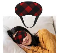 Weiche Schlafmaske, bequeme Verdunkelungs-Augenmaske mit verstellbarem Riemen, kariert, rot und schwarz, Augenschattenabdeckung für Damen und Herren, tiefe Erholung, Reisen, Arbeit, Zuhause