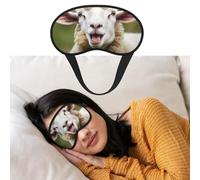 Weiche Schlafmaske, bequeme Verdunkelungs-Augenmaske mit verstellbarem Riemen, lustige, freche Schafzunge, niedlicher Tier-Augenschatten, Abdeckung für Damen und Herren, tiefe Erholung, Reisen,