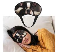 Weiche Schlafmaske, bequeme Verdunkelungs-Augenmaske mit verstellbarem Riemen, niedlicher Boston Terrier, Augenschattenabdeckung für Damen und Herren, tiefe Erholung, Reisen, Arbeit, Zuhause