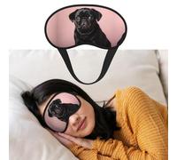 Weiche Schlafmaske, bequeme Verdunkelungs-Augenmaske mit verstellbarem Riemen, niedlicher schwarzer Mops-Augenschutz, Abdeckung für Damen und Herren, tiefe Erholung, Reisen, Arbeit, Zuhause