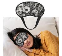 Weiche Schlafmaske, bequeme Verdunkelungs-Augenmaske mit verstellbarem Riemen, schwarze und weiße Blumen, Augenschattenabdeckung für Damen und Herren, tiefe Erholung, Reisen, Arbeit, Zuhause