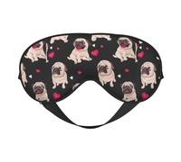 Weiche Schlafmaske mit niedlichem Mops, verstellbarer Riemen, lichtblockierend, wendbar, bequeme Nachtmaske