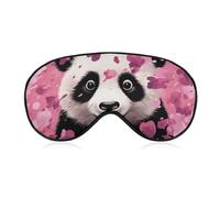 Weiche Schlafmaske mit verdunkelndem Motiv, rosa Panda, Baumwolle, Reiseaugenabdeckung, kein Augendruck, super leicht, seidig, weiche Augenbinde mit verstellbarem Riemen, für Damen und Herren