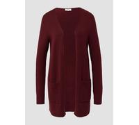 Strickjacke S.OLIVER, Damen, Gr. 44, rot (dunkelrot), Strick, Obermaterial: 50% Baumwolle, 25% Polyamid, 14% Polyacryl, 8% Wolle, 3% Elasthan, unifarben, regular fit ca. Mitte Oberschenkel, Rundhals,