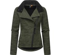 Weiche Strickjacke mit Teddyfell-Futter "Saskie Melange" Dark Olive M