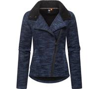 Strickfleecejacke RAGWEAR "Saskie Melange", Damen, Gr. M (38), blau (navy), Obermaterial: 56% Polyester, 44% Baumwolle; Innenfutter: 100% Polyester, tailliert hüftlang, Ärmel ohne Ärmelschlitz normale