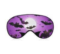 Weiche Verdunkelungs-Augenmaske für Halloween, fliegende lila Fledermäuse, Reiseaugenabdeckung, kein Augendruck, super leicht, seidig, weiche Augenbinde mit verstellbarem Riemen, für Damen und Herren