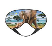 Weiche Verdunkelungs-Augenmaske mit Elefanten- und Giraffen-Druck, Reise-Augenmaske, Seitenschläfer-Augenabdeckungen, Schlaf-Augenmaske für Männer und Frauen